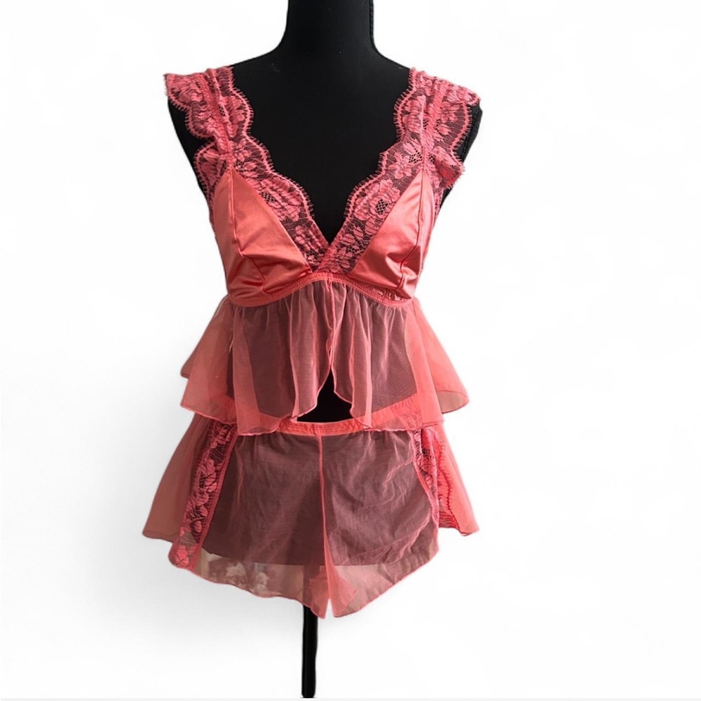 Elegant Lace Lingerie Pajama Set